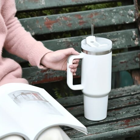 40oz Insulated Double-Layered Stainless Steel Sports Tumbler - Keeps Drinks Hot or Cold for Hours - Spill-Proof Travel Cup with Durable Construction and Comfortable Grip