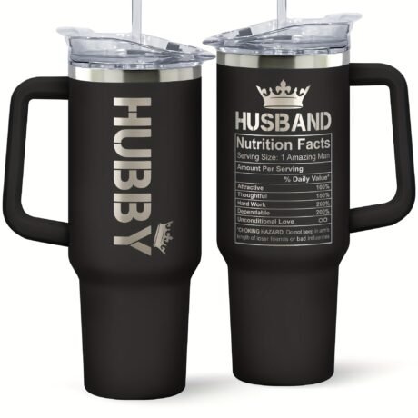 1pc 40oz Insulated Stainless Steel Double Wall Black Tumbler With Lid - Keeps Drinks Hot or Cold for Hours, Sweat-Free, Durable, and Easy to Clean - Perfect Gift for Husband, Wife, Anniversary, Birthday, Valentine's Day, and Ideal Drinkware for Restaurants, Cafes
