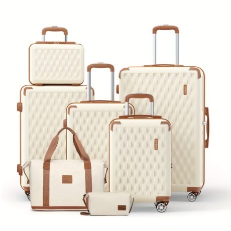 Luggage Sets 7 Piece Suitcase Set, Hard Shell Carry On Luggage Travel Suitcases With Spinner Wheels And TSA Lock, Lightweight Luggage Set For Women