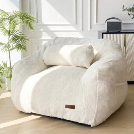 MAXYOYO Giant Bean Bag Chair With Pillow,Fuzzy Fabric Fluffy And Comfy Bean Bag Sofa Large Bean Bag Chair Adult Size With Filler For Reading, Gaming
